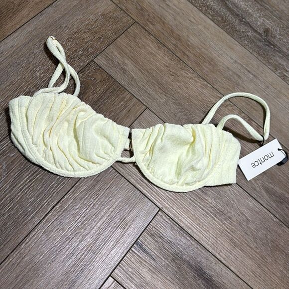 NWT Montce Buttercream Rib Petal Bikini Top - Picture 2 of 5